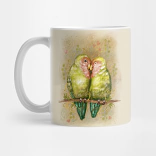 Cute lovebirds parrots. Mug